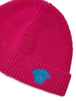 Versace Kid's Wool Logo Medusa Embroidered Beanie For Kids Black -Versace Online Shop unnamed file 224