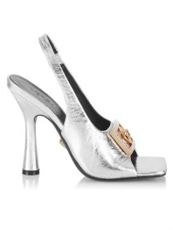 Versace Medusa Metallic Leather Slingback Sandals