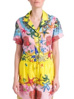 Versace Trésor De La Mer Silk Pajama Top -Versace Online Shop unnamed file 2293