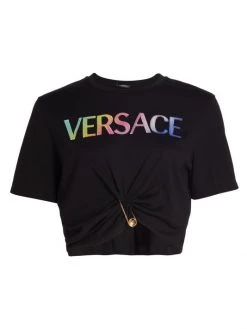 Versace Logo Cropped T-Shirt
