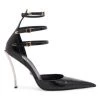 Versace Leather Sculptural-Heel Ankle-Strap Pumps Black