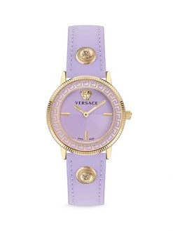 Versace V-Tribute Leather Strap Watch