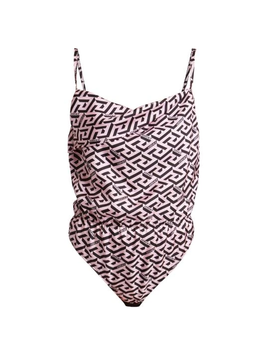 Versace Greca Print Silk Bodysuit 1 Versace Greca Print Silk Bodysuit