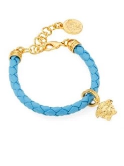 Versace Goldtone & Braided-Leather Charm Bracelet