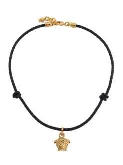 Versace Leather & Goldtone Metal Medusa Head Pendant Necklace For Men
