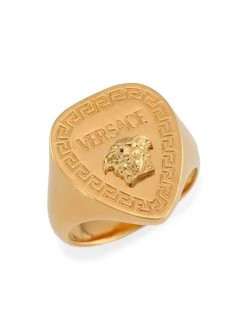 Versace Logo Gold-Tone Ring For Men