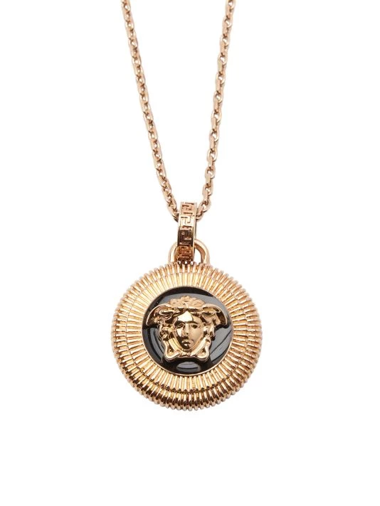 Versace Goldtone Metal Logo Pendant Necklace For Men 2 Versace Goldtone Metal Logo Pendant Necklace For Men - Image 2