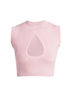 Versace Rib-Knit Keyhole Top
