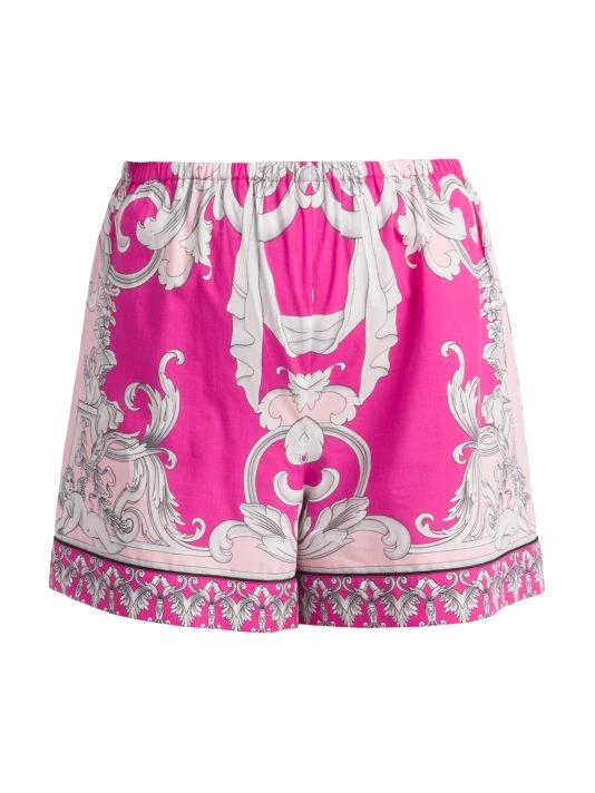 Versace Silver Baroque Silk Pajama Shorts 1 Versace Silver Baroque Silk Pajama Shorts