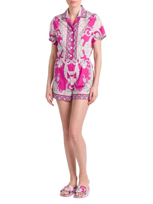 Versace Silver Baroque Silk Pajama Shorts 2 Versace Silver Baroque Silk Pajama Shorts - Image 2