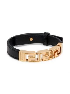 Versace Greca Logo Leather Bracelet For Men