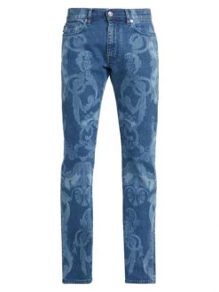 Versace Silver Baroque, Fuchsia And Tawny Skinny Jeans For Men