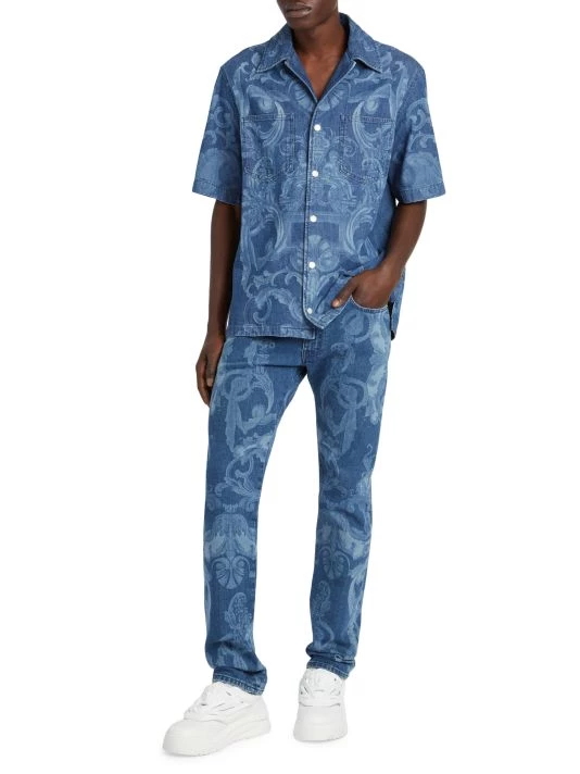 Versace Silver Baroque, Fuchsia And Tawny Skinny Jeans For Men 2 Versace Silver Baroque, Fuchsia And Tawny Skinny Jeans For Men - Image 2