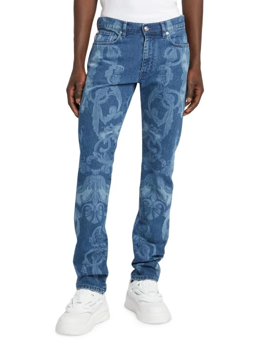 Versace Silver Baroque, Fuchsia And Tawny Skinny Jeans For Men 3 Versace Silver Baroque, Fuchsia And Tawny Skinny Jeans For Men - Image 3