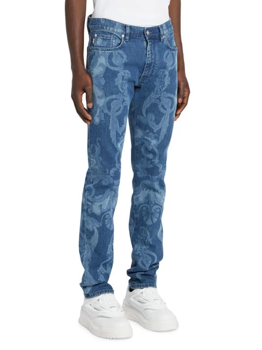 Versace Silver Baroque, Fuchsia And Tawny Skinny Jeans For Men 4 Versace Silver Baroque, Fuchsia And Tawny Skinny Jeans For Men - Image 4