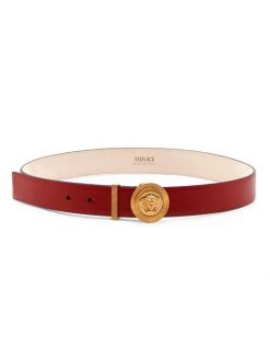 Versace Medusa Medallion Leather Belt Black