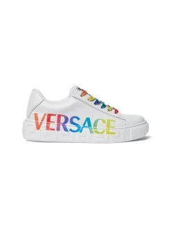 Versace Little Kid's & Kid's Leather Logo Sneakers For Kids Black Multi -Versace Online Shop unnamed file 2771