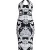 Versace Oversized Barocco Print Halter Midi-Dress