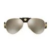 Versace 62MM Mirrored Leather-Wrapped Pilot Sunglasses