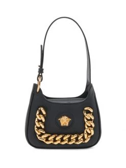 Versace Mini La Medusa Chain Leather Hobo Bag