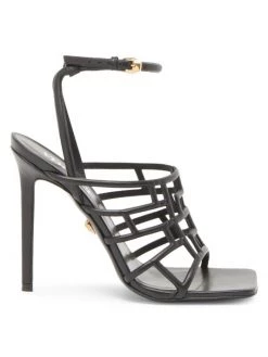 Versace Caged Leather Stiletto Sandals Optical White -Versace Online Shop unnamed file 2835