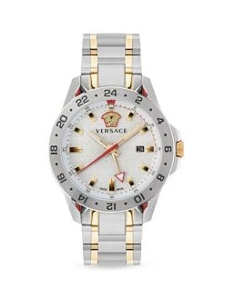 Versace Sport Tech GMT Two-Tone Silvertone Bracelet Watch For Men