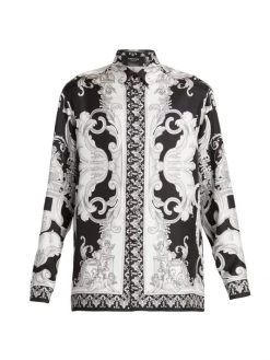 Versace Informal Baroque Print Silk Shirt For Men