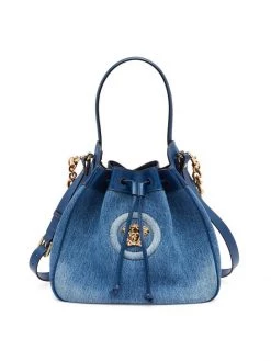 Versace La Medusa Denim Drawstring Bucket Bag