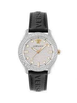 Versace Greca Dome 42MM Leather Watch