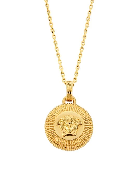 Versace Medusa Biggie Goldtone Pendant Necklace 1 Versace Medusa Biggie Goldtone Pendant Necklace