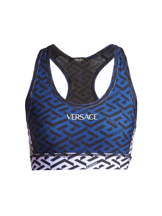 Versace Greca Print Logo Sports Bra 1 Versace Greca Print Logo Sports Bra