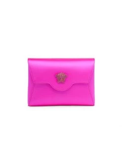 Versace La Medusa Satin Crystal-Embellished Pouch-On-Chain