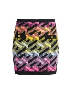 Versace Ombré La Greca Pattern Miniskirt