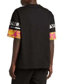 Versace Silver Baroque, Silver And Bluette Cotton T-Shirt For Men -Versace Online Shop unnamed file 2979