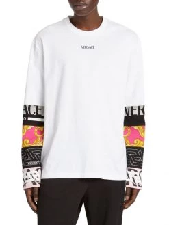 Versace Silver Baroque, Fuchsia And Tawny Long-Sleeve T-Shirt For Men -Versace Online Shop unnamed file 2989