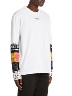 Versace Silver Baroque, Fuchsia And Tawny Long-Sleeve T-Shirt For Men -Versace Online Shop unnamed file 2990