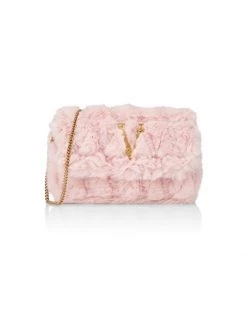 Versace Mini Virtus Faux Fur Shoulder Bag