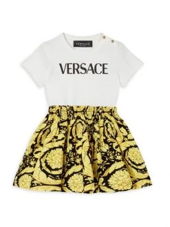 Versace Baby Girl's Logo Cotton Dress For Kids
