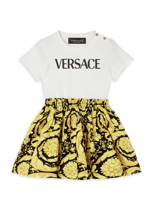 Versace Baby Girl's Logo Cotton Dress For Kids 1 Versace Baby Girl's Logo Cotton Dress For Kids