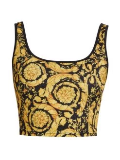 Versace Barocco Print Tank Bikini Top