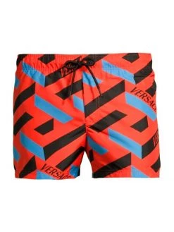 Versace Nylon Monogram Swim Trunks For Men White Black -Versace Online Shop unnamed file 3092