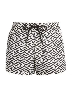 Versace Nylon Monogram Swim Trunks For Men White Black -Versace Online Shop unnamed file 3093