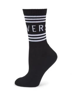 Versace Logo Crew Socks White Black -Versace Online Shop unnamed file 31