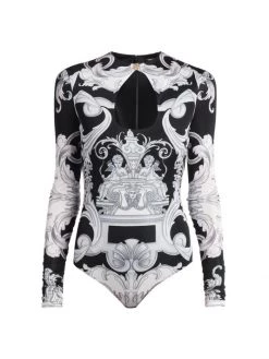 Versace Oversized Barocco Print Bodysuit