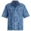 Versace Silver Baroque And Black Denim Shirt For Men