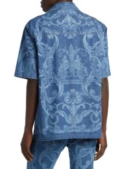 Versace Silver Baroque And Black Denim Shirt For Men -Versace Online Shop unnamed file 3120