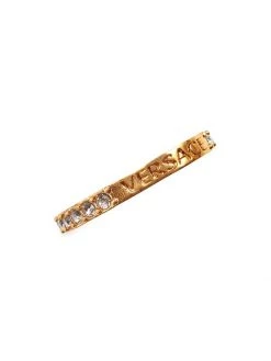 Versace Greca Goldtone & Strass Crystal Ring