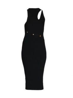 Versace Serie Button-Embellished Midi-Dress