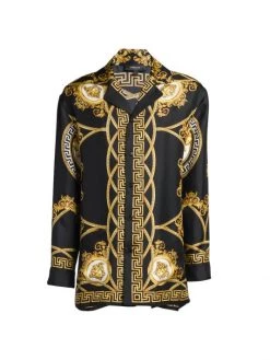 Versace Seta Coupe De Deaux Silk Pajama Shirt For Men