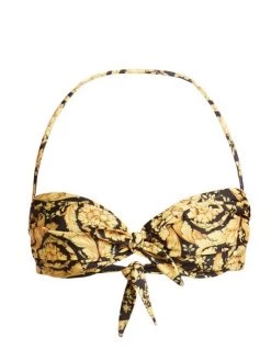 Versace Printed Knotted Bikini Top